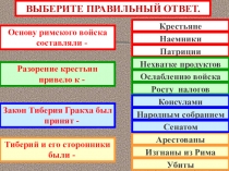 ВЫБЕРИТЕ ПРАВИЛЬНЫЙ ОТВЕТ.
Основу римского войска составляли -
Разорение