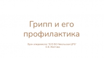 Грипп и его профилактика
Врач-эпидемиолог “БУЗ ВО Никольская ЦРБ”
Е.В. Желтова