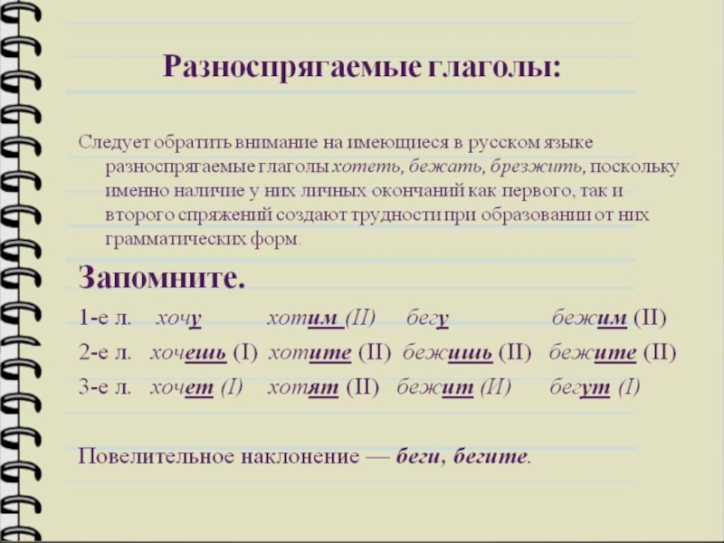 Презентация русский 6 класс разноспрягаемые глаголы