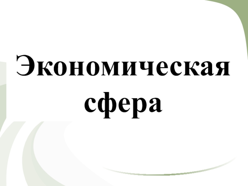 Презентация Экономическая сфера