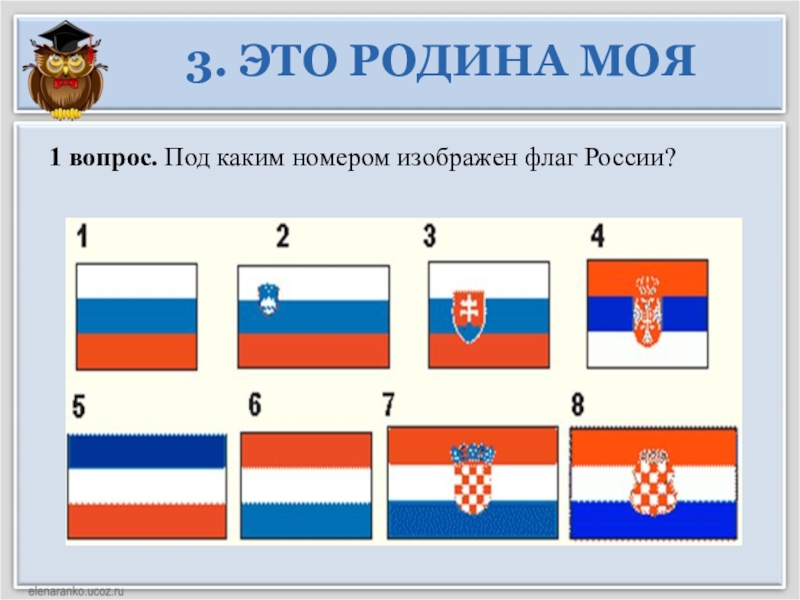 Под каким изображением флага правильно подписано название нашей страны