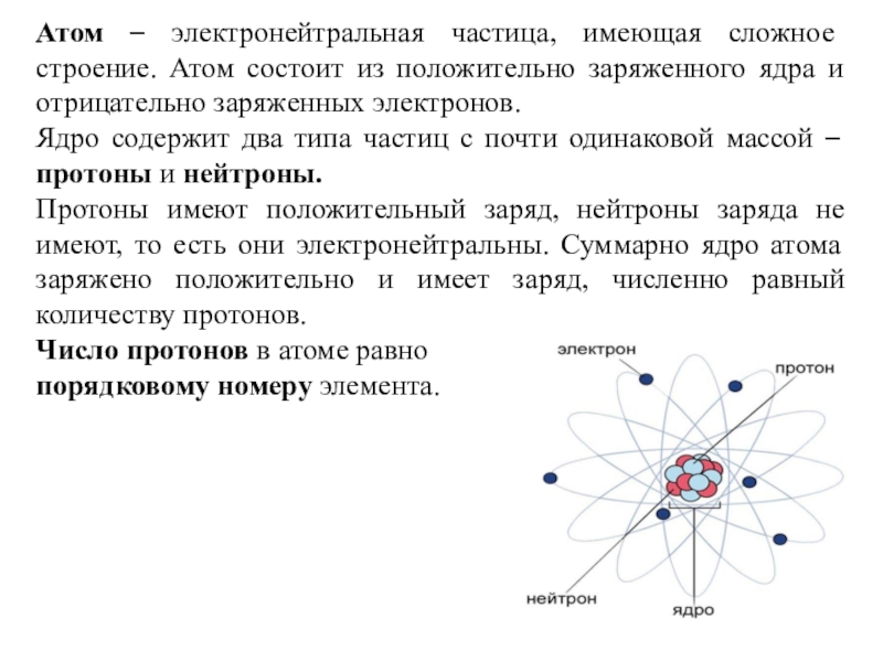 Атом имеет электронов. Электронейтральная частица атомного ядра.. Атом электронейтральная частица. Из чего состоит атом. Атомы состоят из положительно заряженных.