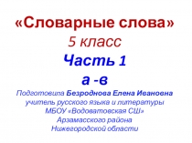 Словарные слова
5 класс
Часть 1
а -в
Подготовила Безроднова Елена