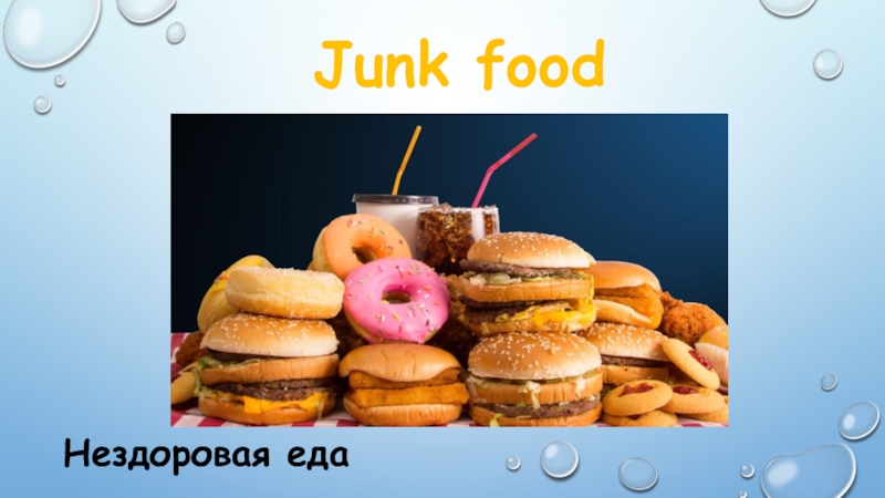 Фаст фуд перевод. Junk food на английском. Junk food для презентации. Вредная пища на английском языке. Healthy Living презентация.