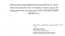 Выпускная квалификационная работа на тему: Бухгалтерский учет и анализ оплаты