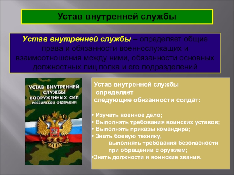 Презентация на тему права и обязанности военнослужащих