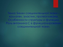 Тема: Белки соединительной ткани – коллаген, эластин, протеогликаны