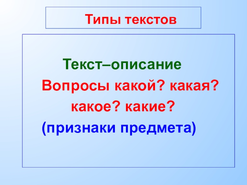 Типы текста в русском языке презентация