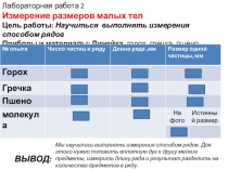 Лабораторная работа 2
Измерение размеров малых тел
Цель работы: Научиться