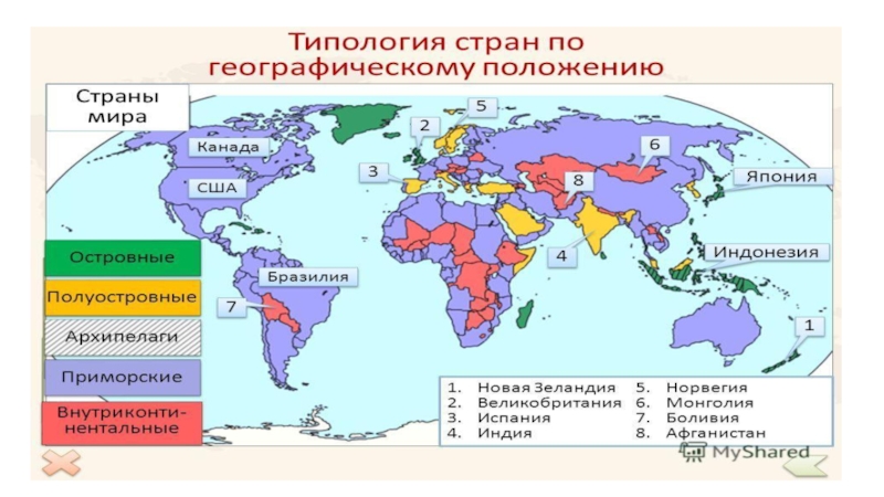 Карта государств современных. Многообразие стран их основные типы.