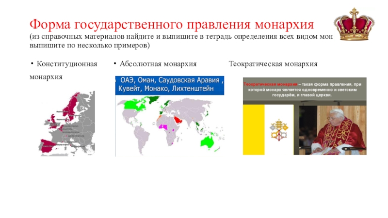 Страны по форме правления монархия теократическая