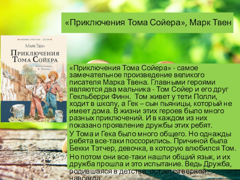 Презентация на тему моя любимая книга том сойер