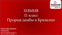 ХИМИЯ
11 класс
Прорыв дамбы в Бразилии
Мария Дмитриевна