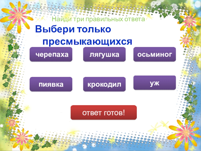 3 правильных ответов. Выбери три правильных ответа.