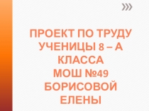 Проект по труду
Ученицы 8 – А класса
Мош №49
Борисовой Елены