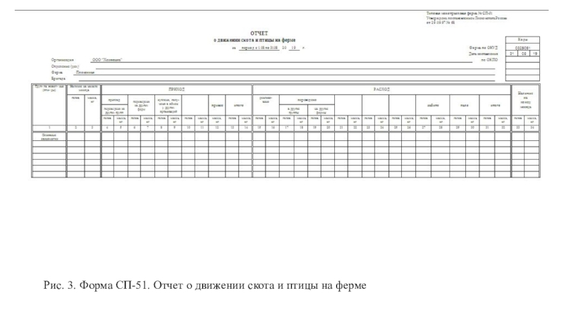 1с 8 отчет о движении скота