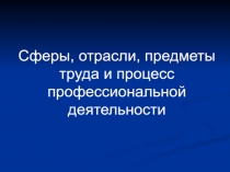 Сферы, отрасли, предметы
труда и процесс
профессиональной
деятельности