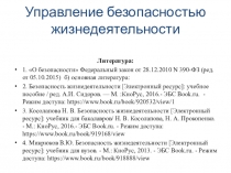 Управление безопасностью жизнедеятельности