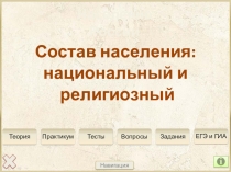 Население России
Состав населения: национальный и
религиозный
Навигация