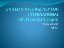 UNITED STATES AGENCY FOR INTERNATIONAL DEVELOMENT(USAID)