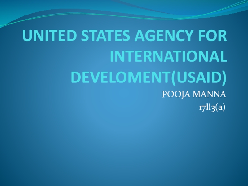 UNITED STATES AGENCY FOR INTERNATIONAL DEVELOMENT(USAID)