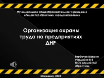 Организация охраны труда на предприятиях ДНР
Горбачев Максим
учащийся 8-В
МОУ