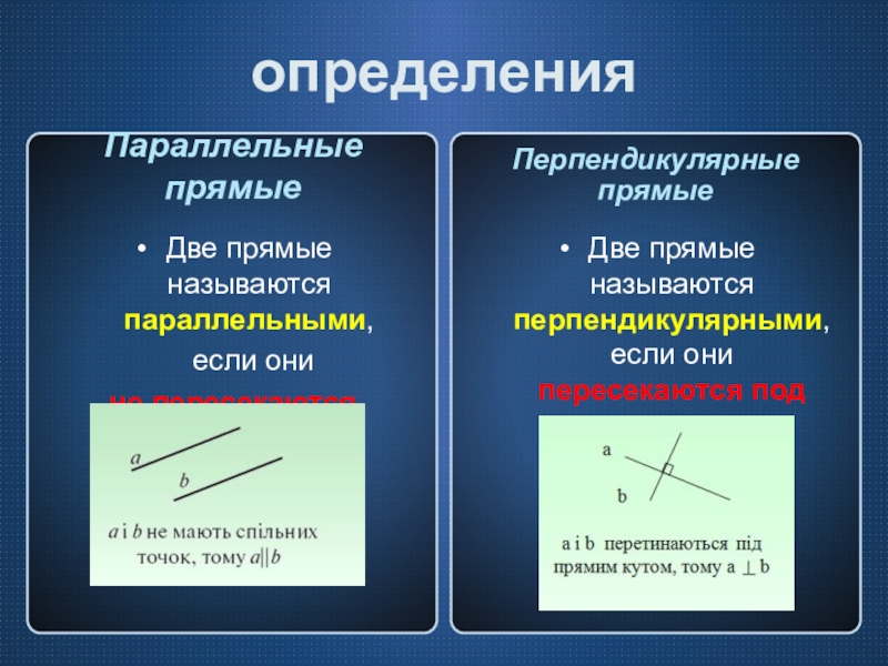 Какие прямые называются перпендикулярными определение чертеж обозначение