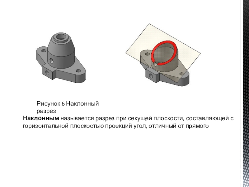 Разрез секущей плоскостью. Что называют наклонным разрезом.