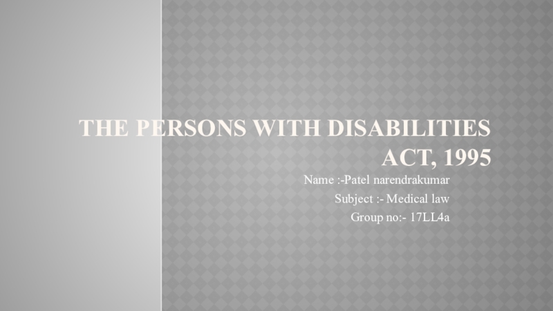 The Persons with Disabilities Act, 1995