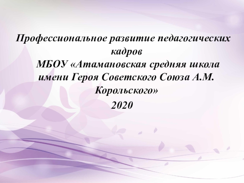 Профессиональное развитие педагогических кадров МБОУ Атамановская средняя