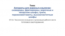 Тема: Аппараты для жаренья и выпечки : сковороды, фритюрницы, жарочные и