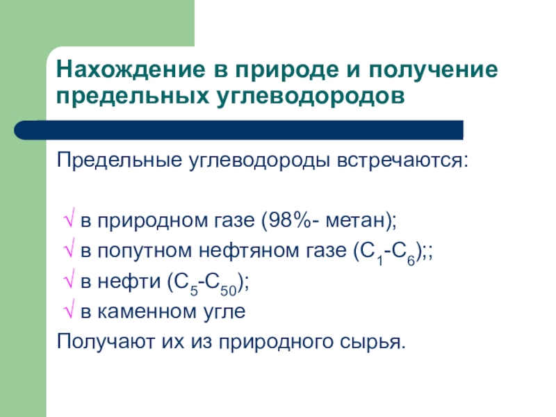 Предельные углеводороды презентация