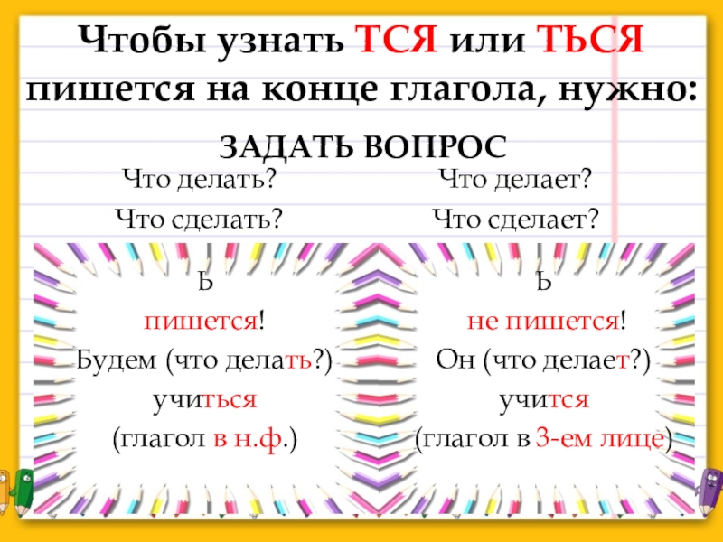 Звукосочетание ца на конце глаголов 3 класс презентация