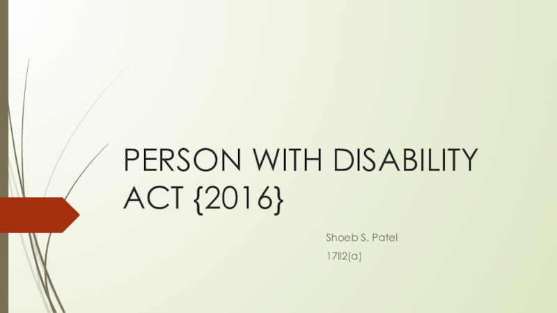 PERSON WITH DISABILITY ACT {2016}
