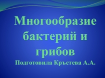 Многообразие бактерий и г рибов Подготовила Кръстева А.А