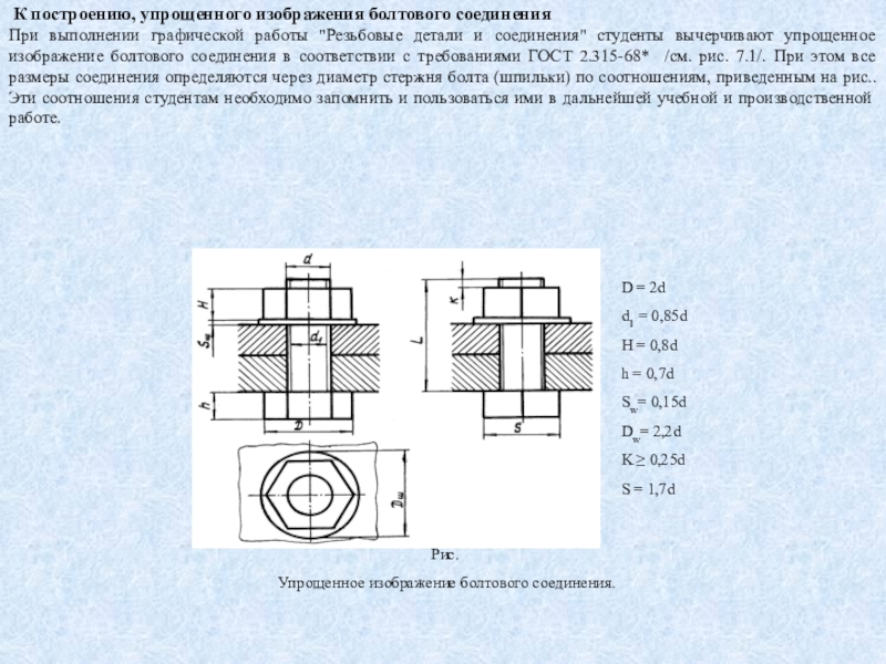 Упрощенное изображение соединения болтом