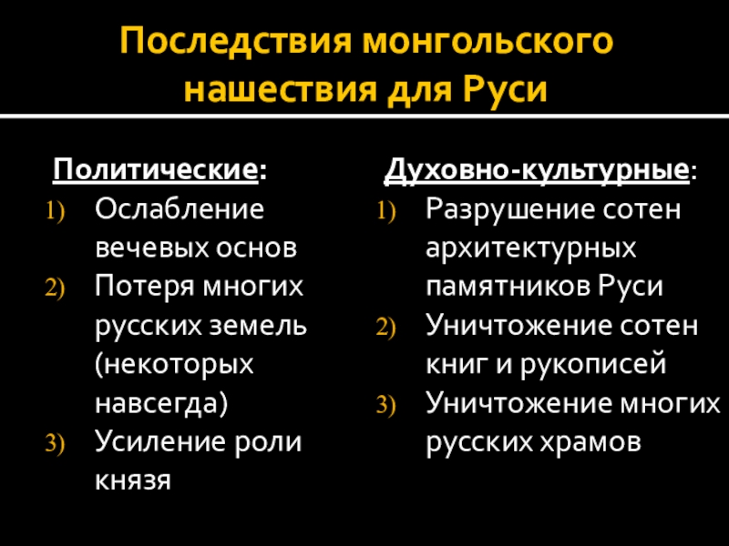 Последствия нашествия на русь. Последствия монгольского нашествия на Русь. Последствия монгольского нашествия. Политические последствия монгольского нашествия на Русь. Последствия монгольского нашествия для русских земель.