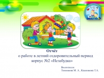 Отчёт о работе в летний оздоровительный период корпус №2 Незабудка