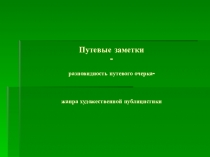 Путевые заметки - разновидность путевого очерка- жанра художественной