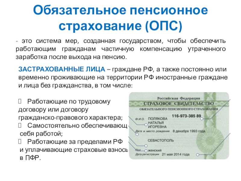 Обязательное пенсионное страхование презентация