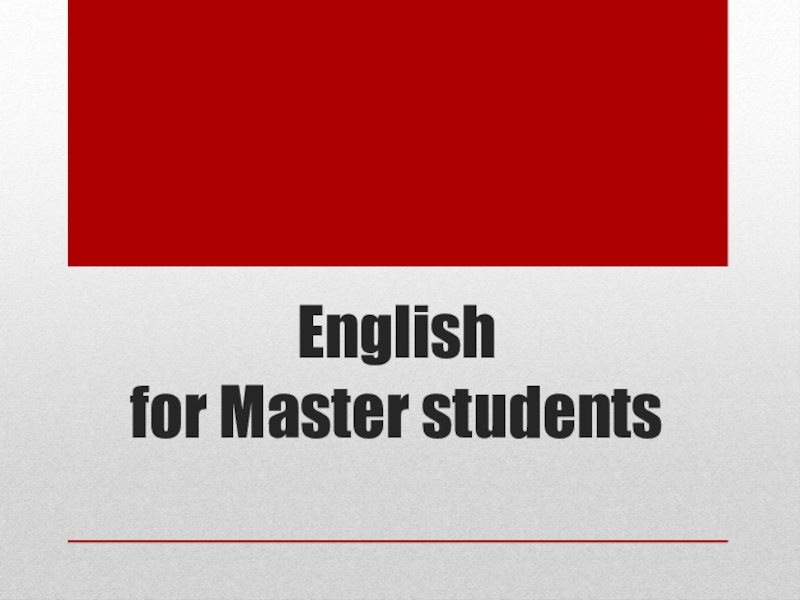 English for Master students