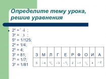 Определите тему урока, решив уравнения