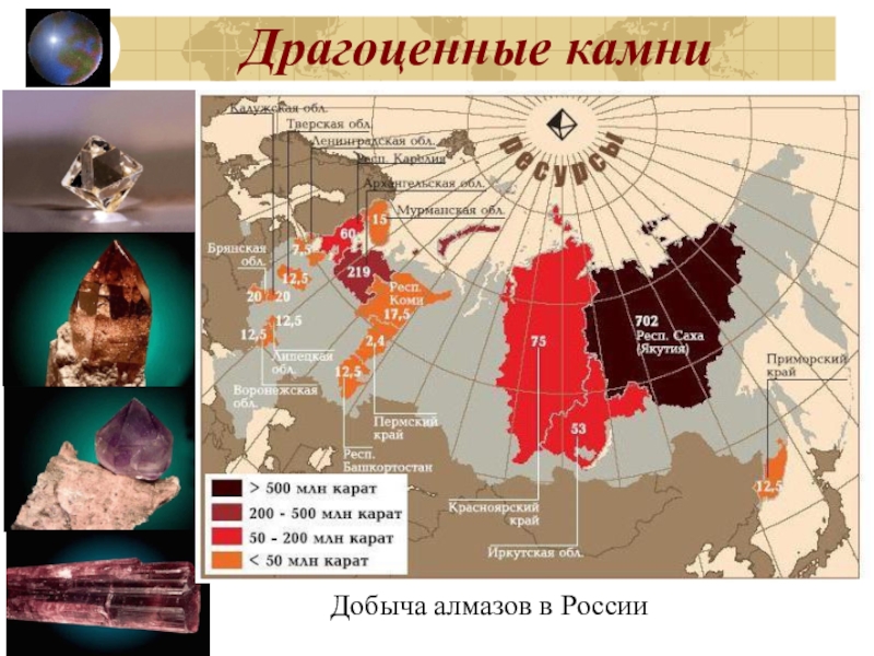 Карта добычи драгоценных камней в россии