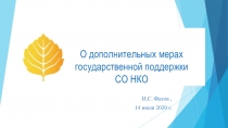 О дополнительных мерах государственной поддержки СО НКО