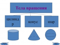 Тела вращения
цилиндр
конус
шар
далее
назад