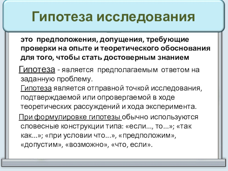 Что таоке гипотеза в проекте