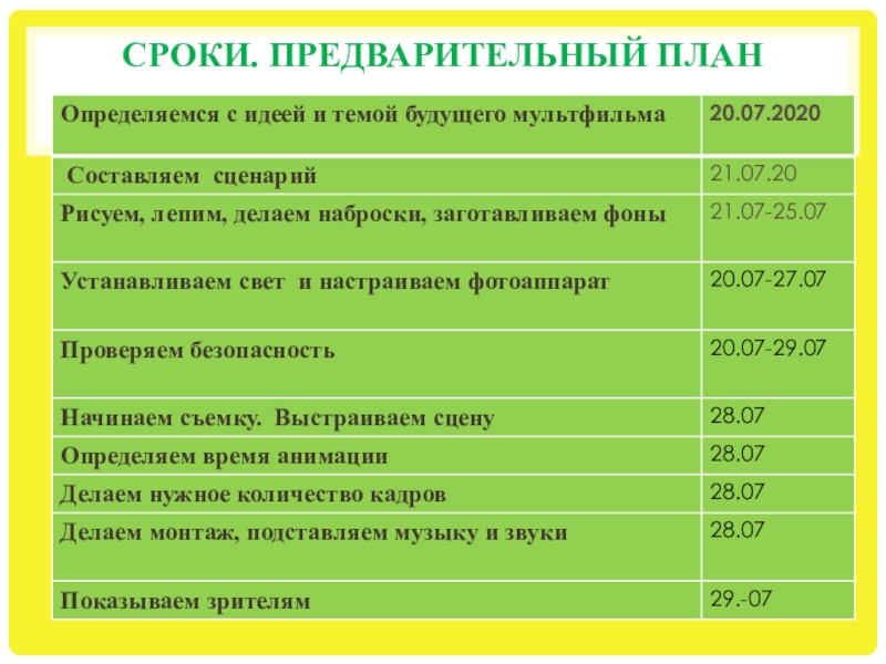 Предварительный план проекта