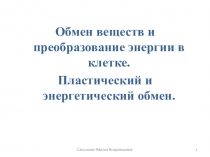 Обмен веществ и преобразование энергии в клетке.
Пластический и энергетический