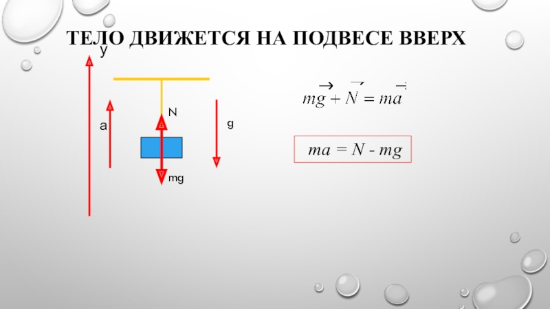 Тело на подвесе силы. Тело движется на подвесе вверх. Тело движется на подвесе вниз. Движение тела на подвесе. Физика ma=n+MG.