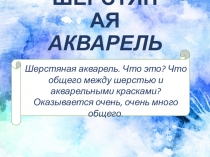 ШЕРСТЯНАЯ АКВАРЕЛЬ
Шерстяная акварель. Что это? Что общего между шерстью и